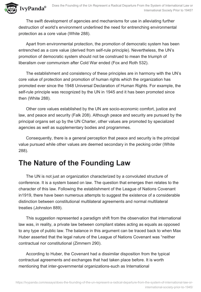 Does the Founding of the UN Represent a Radical Departure from the System of International Law or International Society Prior to 1945?. Page 2