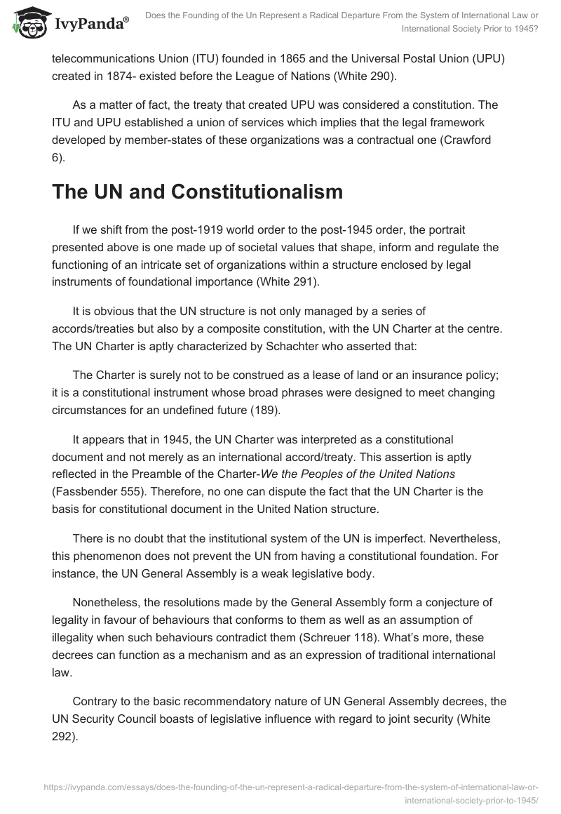 Does the Founding of the UN Represent a Radical Departure from the System of International Law or International Society Prior to 1945?. Page 3