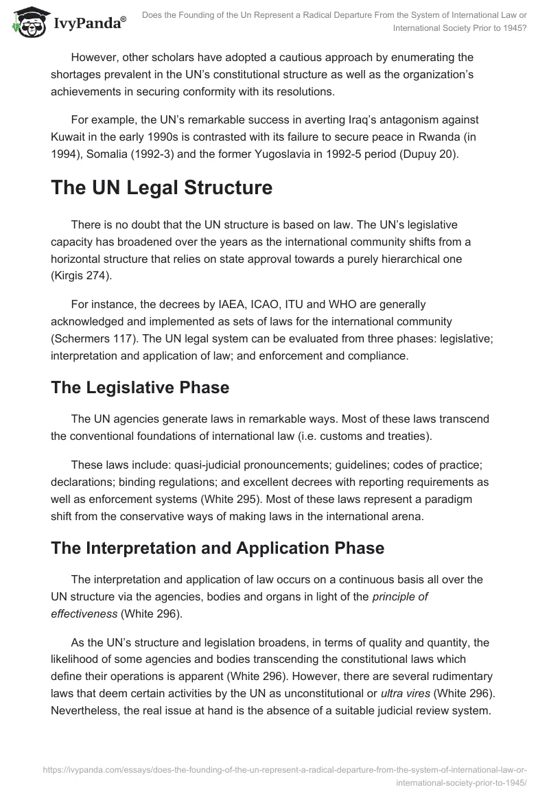 Does the Founding of the UN Represent a Radical Departure from the System of International Law or International Society Prior to 1945?. Page 5