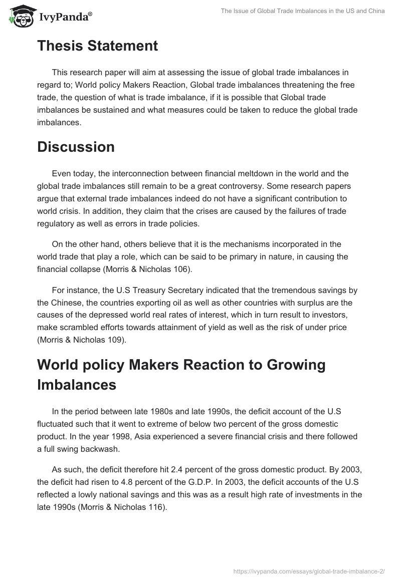The Issue of Global Trade Imbalances in the US and China. Page 2