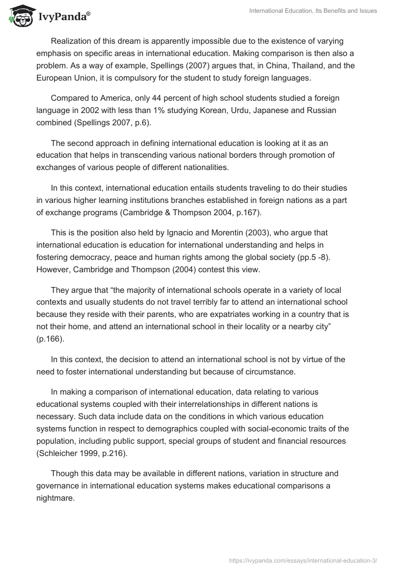 International Education, Its Benefits and Issues. Page 2