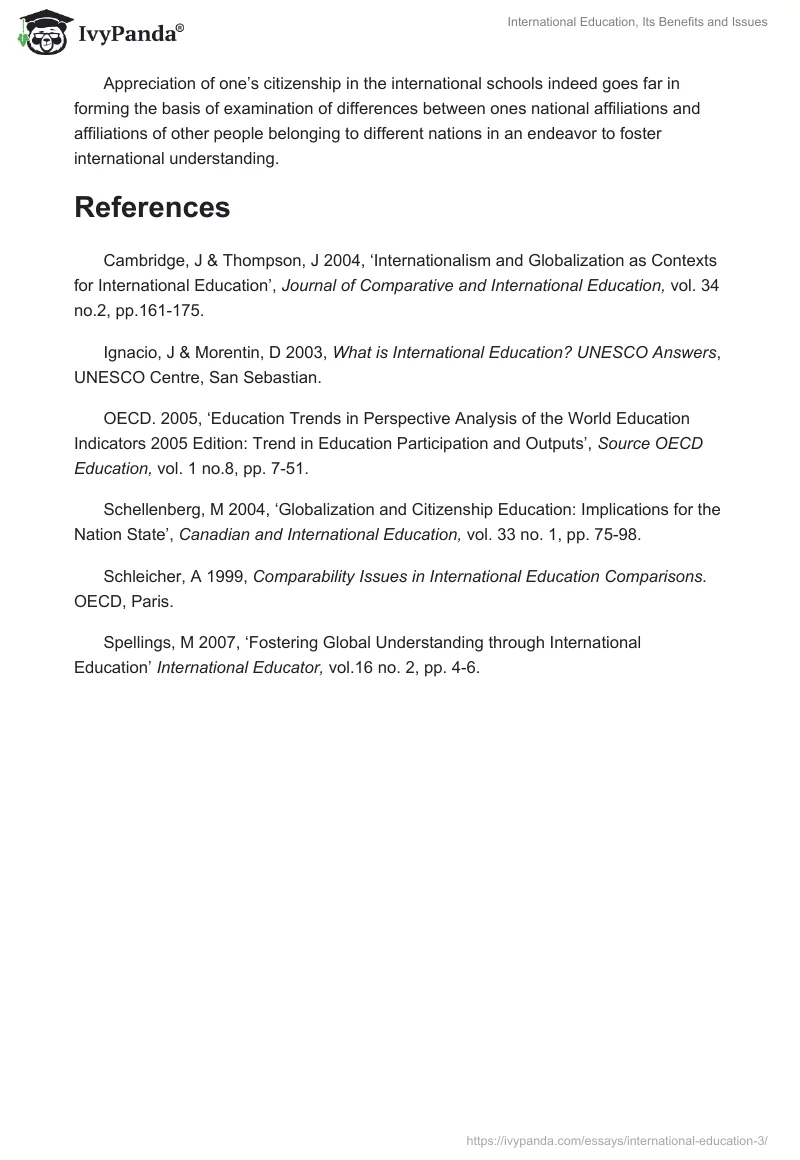 International Education, Its Benefits and Issues. Page 5