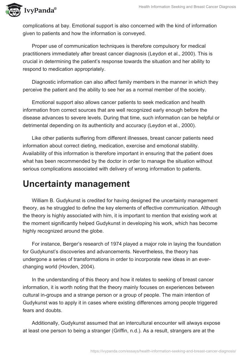 Health Information Seeking and Breast Cancer Diagnosis. Page 3