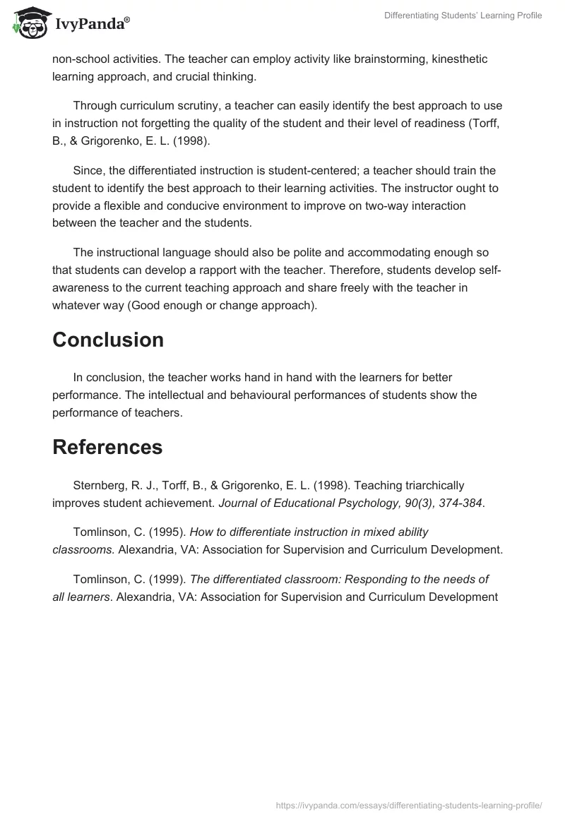 Differentiating Students’ Learning Profile. Page 5