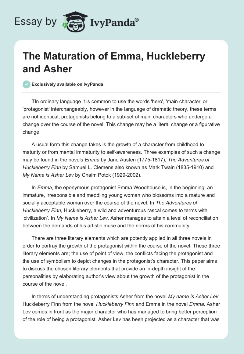 The Maturation of Emma, Huckleberry and Asher. Page 1