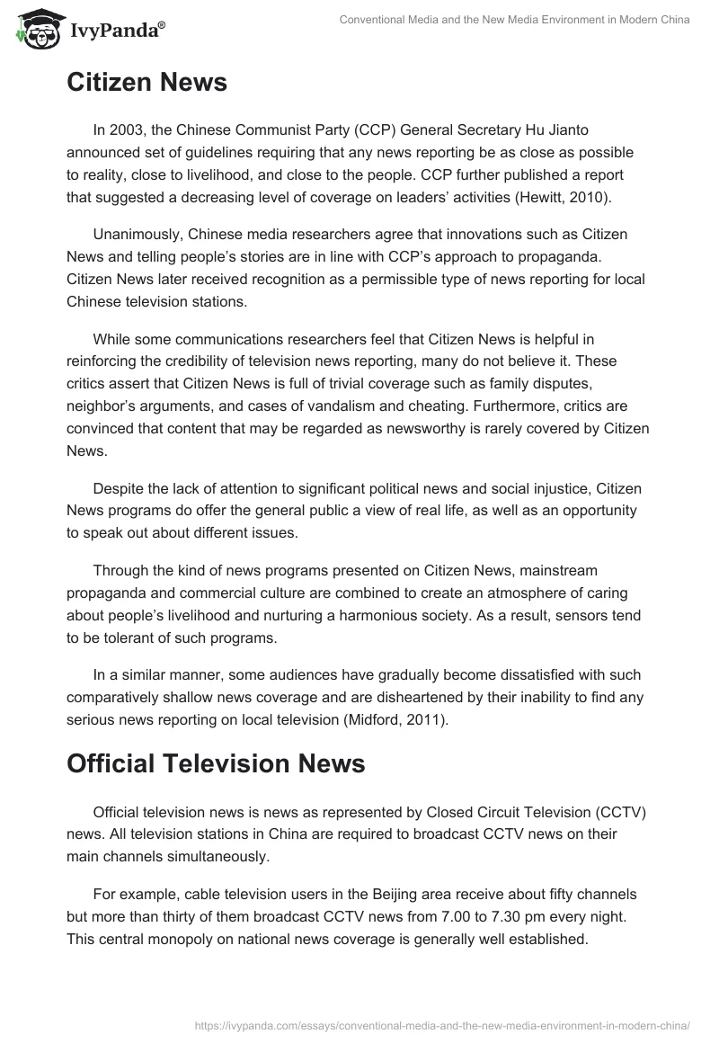 Conventional Media and the New Media Environment in Modern China. Page 2