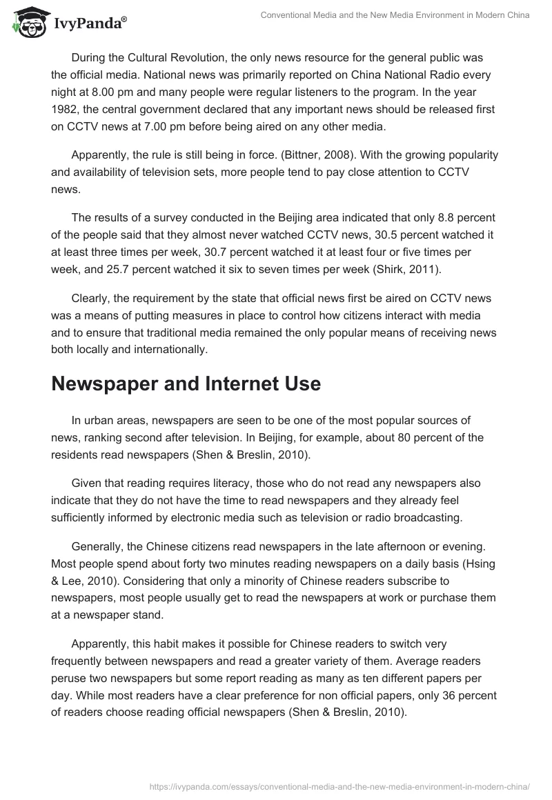 Conventional Media and the New Media Environment in Modern China. Page 3