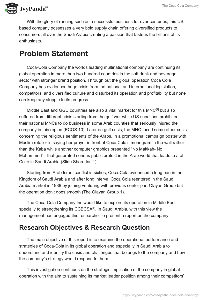 The Coca-Cola Company Research Paper. Page 2