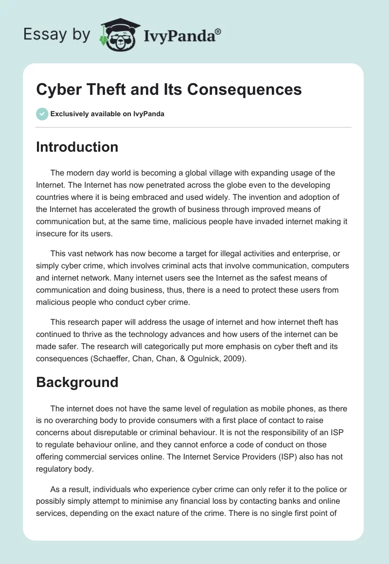 Cyber Theft and Its Consequences. Page 1