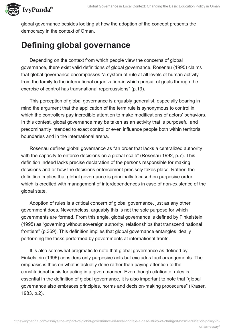 Global Governance in Local Context: Changing the Basic Education Policy in Oman. Page 2