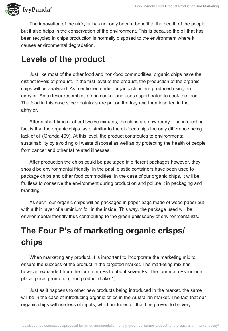 Eco-Friendly Food Product Production and Marketing. Page 2