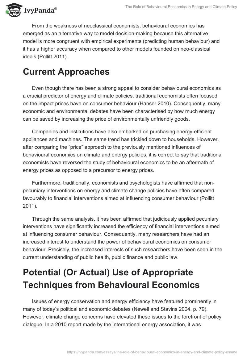 The Role of Behavioural Economics in Energy and Climate Policy. Page 3
