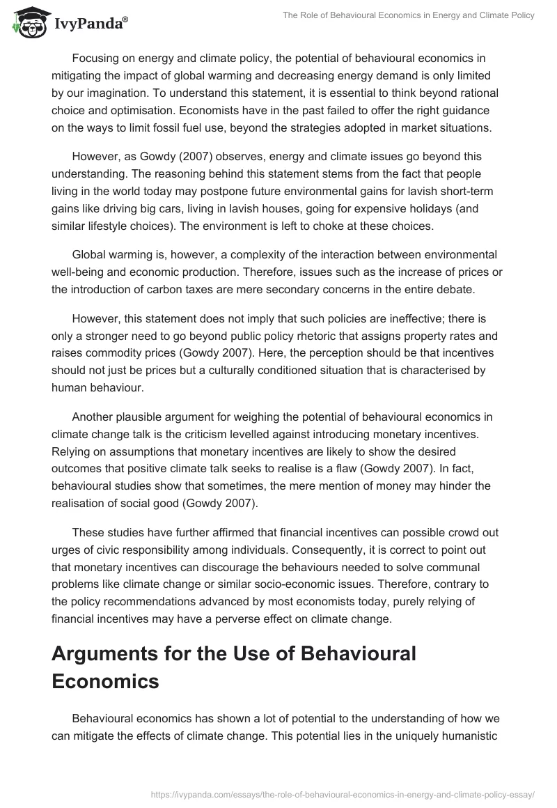 The Role of Behavioural Economics in Energy and Climate Policy. Page 5
