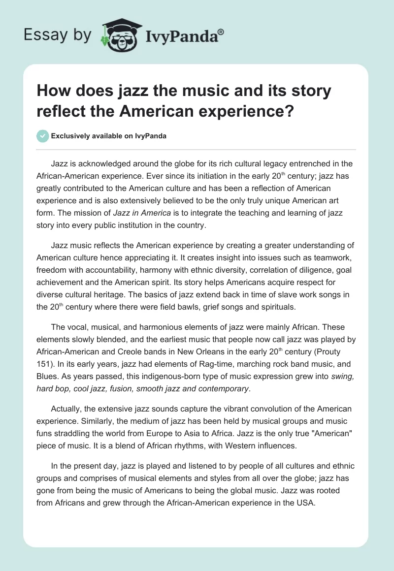 what is the american experience essay