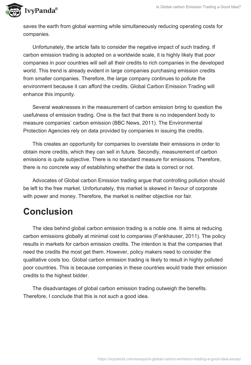 Is Global Carbon Emission Trading a Good Idea?. Page 2