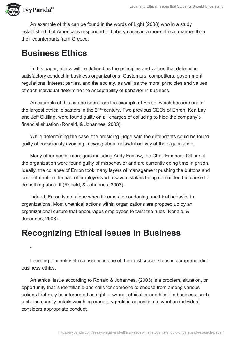 Legal and Ethical Issues that Students Should Understand. Page 2