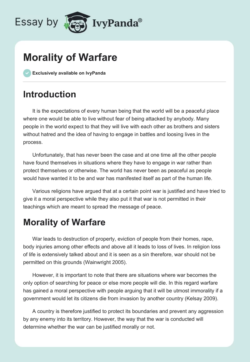 Morality of Warfare. Page 1
