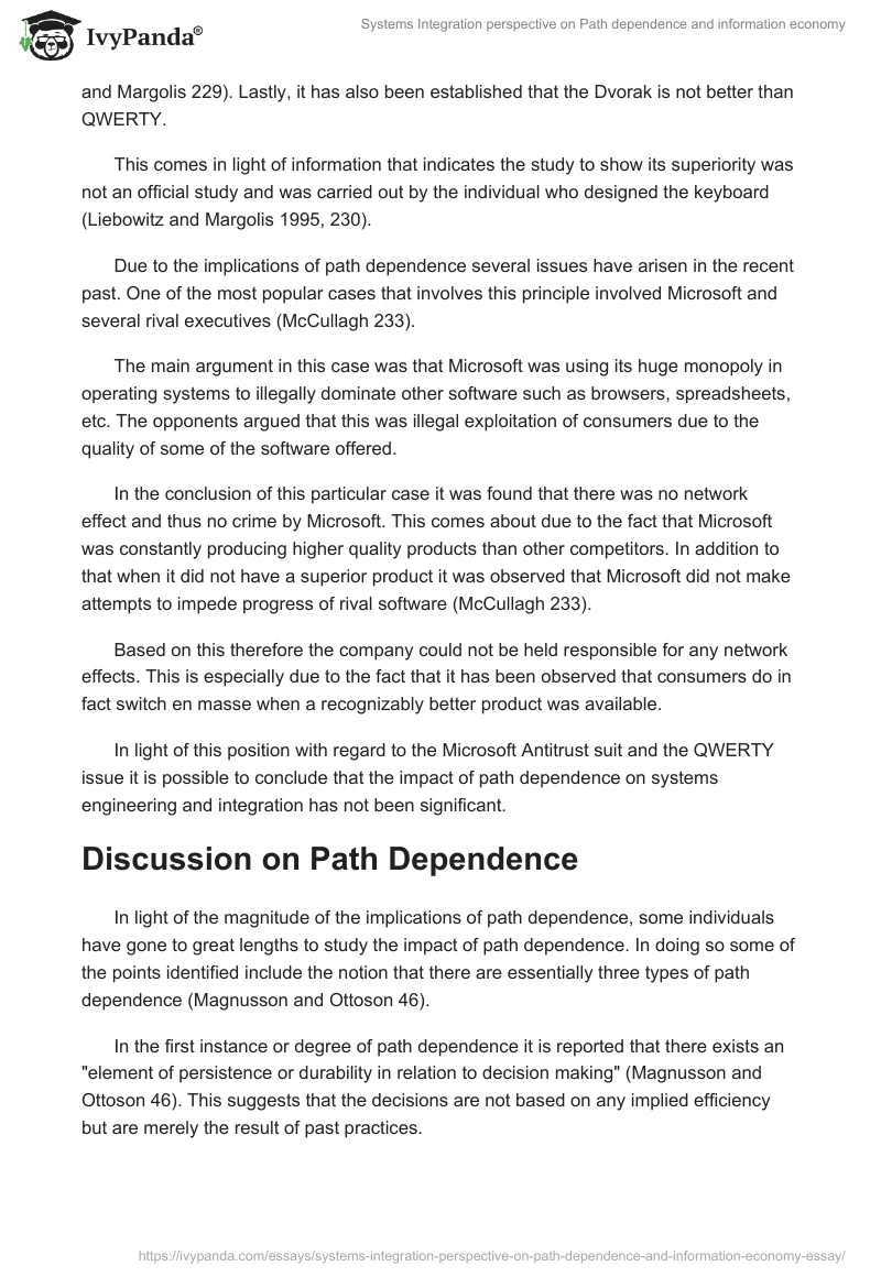 Systems Integration perspective on Path dependence and information economy. Page 3