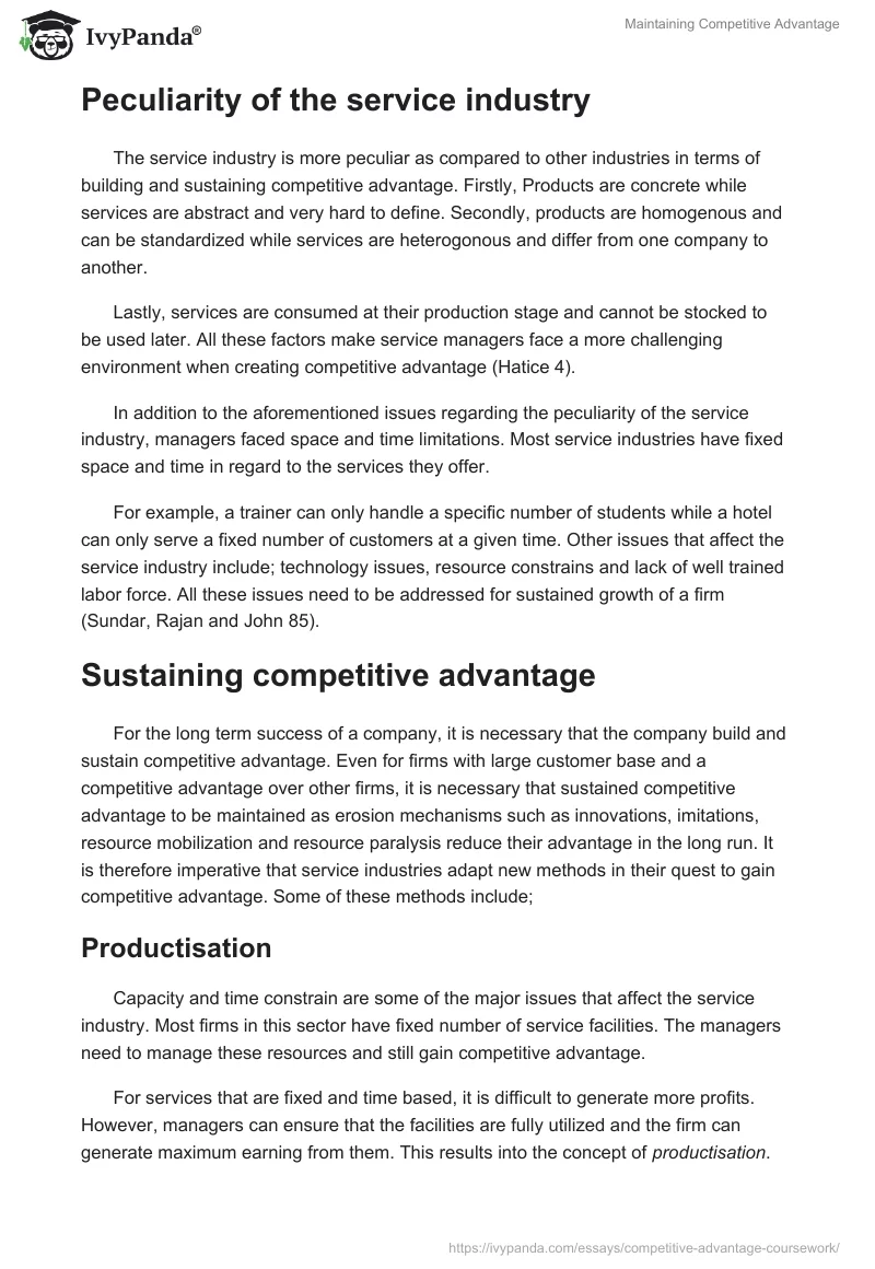 Maintaining Competitive Advantage. Page 2