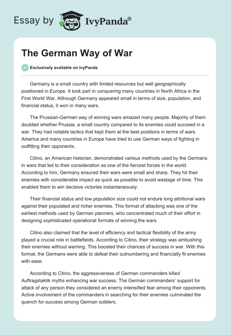 The German Way of War. Page 1
