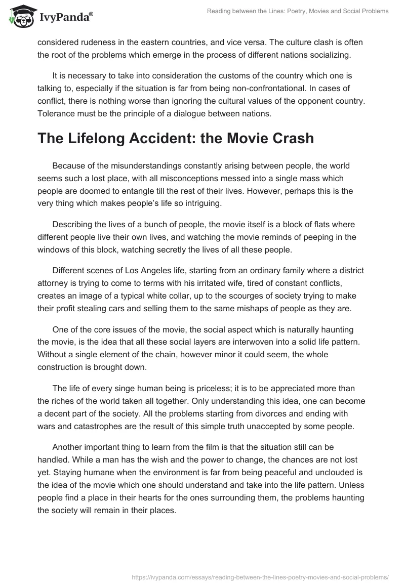 Reading Between the Lines: Poetry, Movies and Social Problems. Page 5