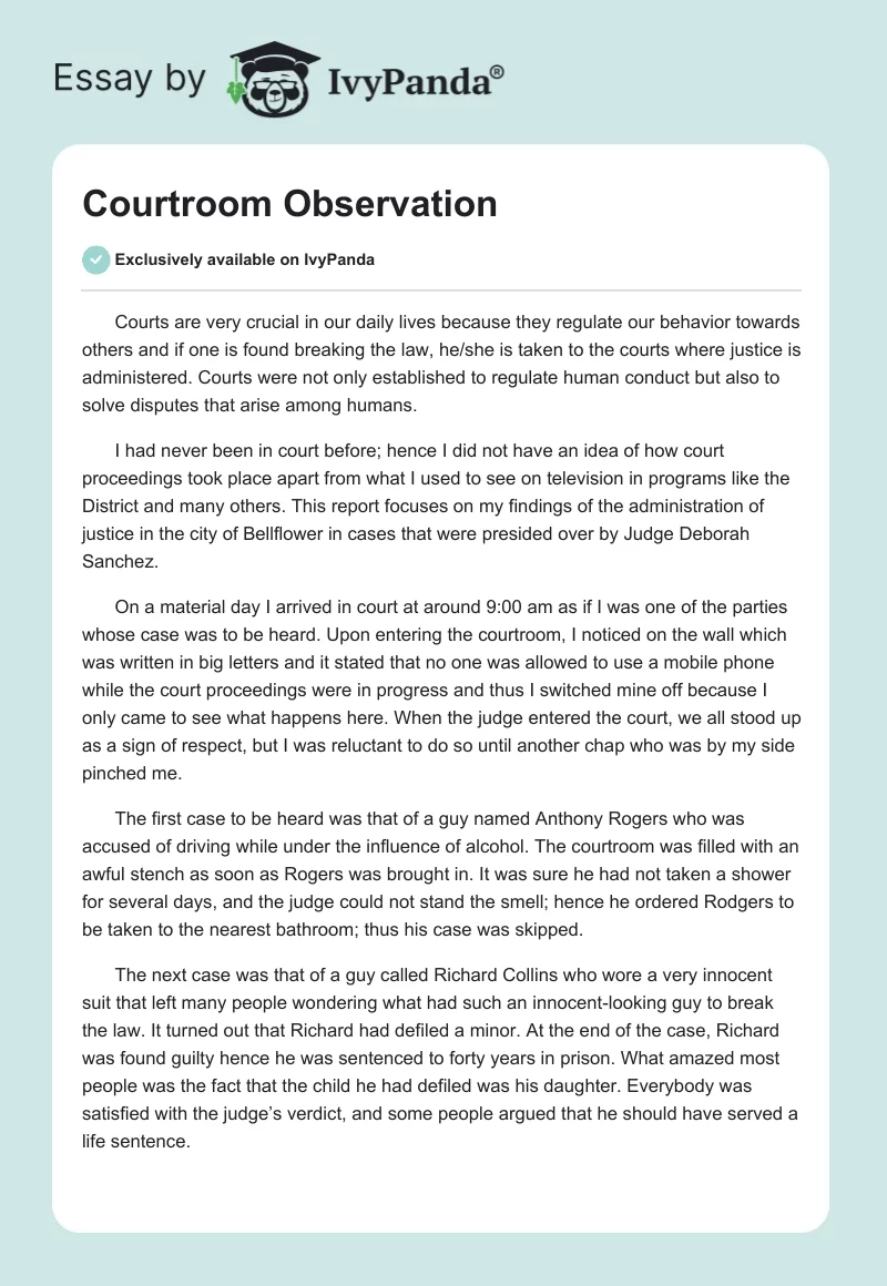 Courtroom Observation. Page 1