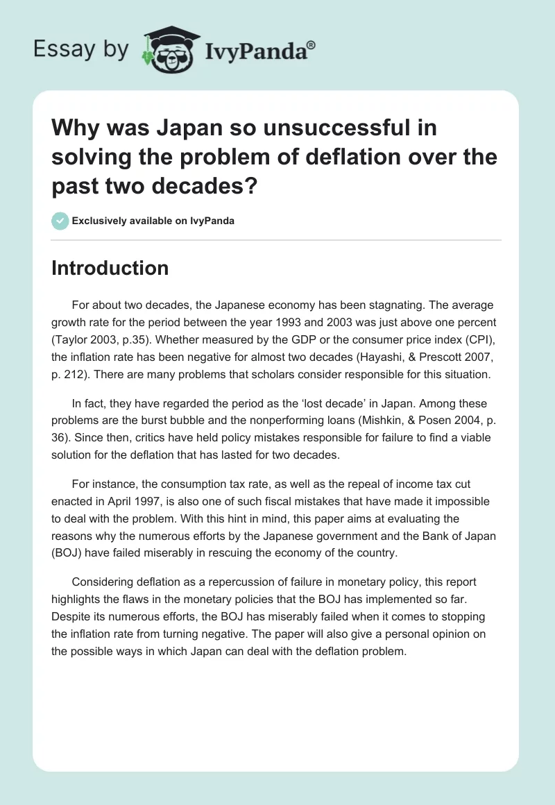 Why was Japan so unsuccessful in solving the problem of deflation over the past two decades?. Page 1