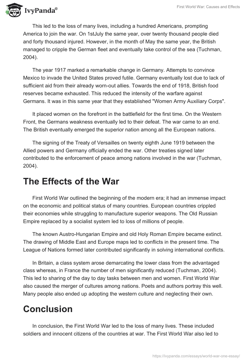 First World War: Causes and Effects. Page 3