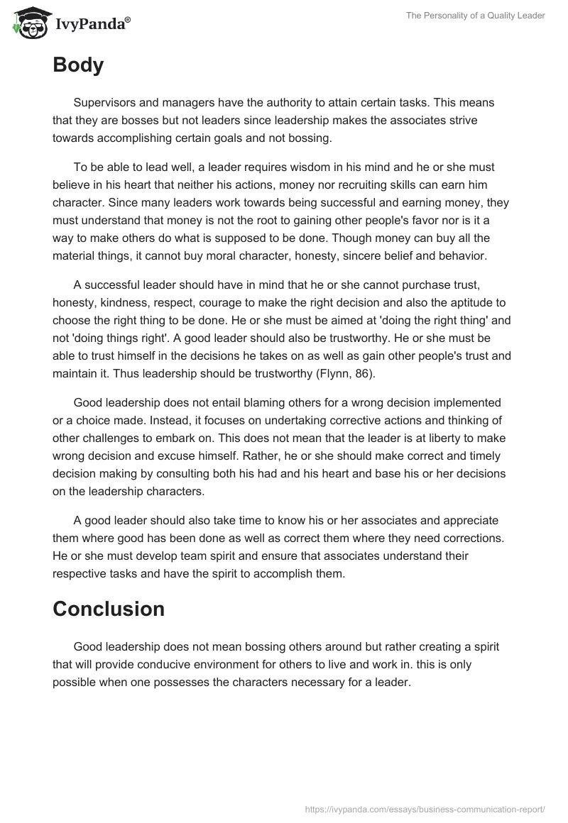 The Personality of a Quality Leader. Page 2