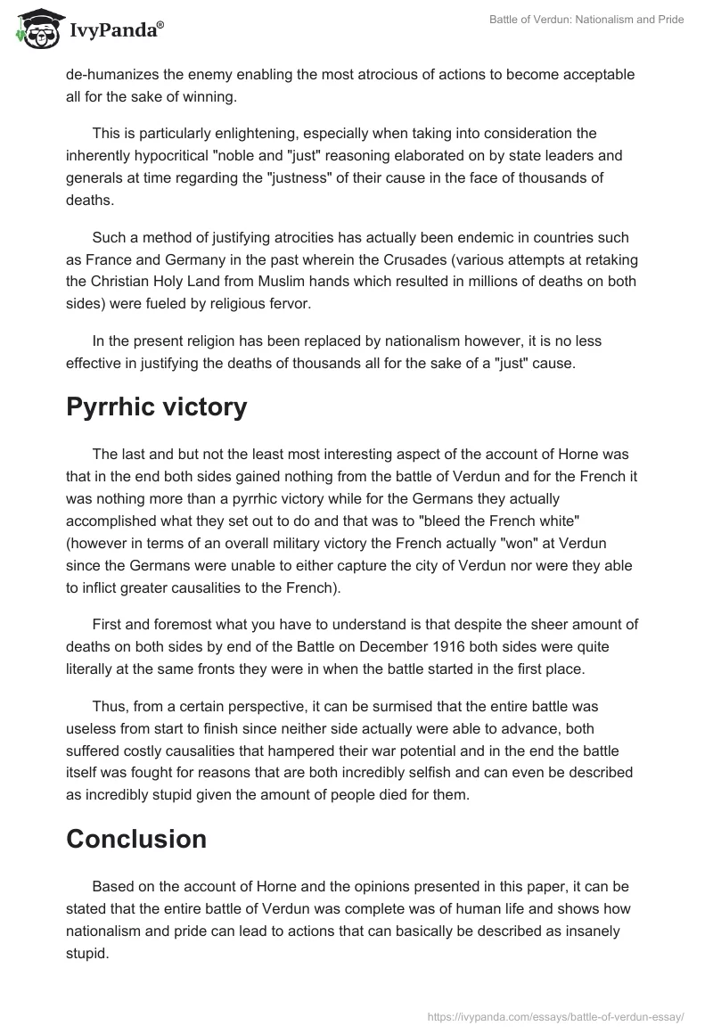 Battle of Verdun: Nationalism and Pride. Page 3