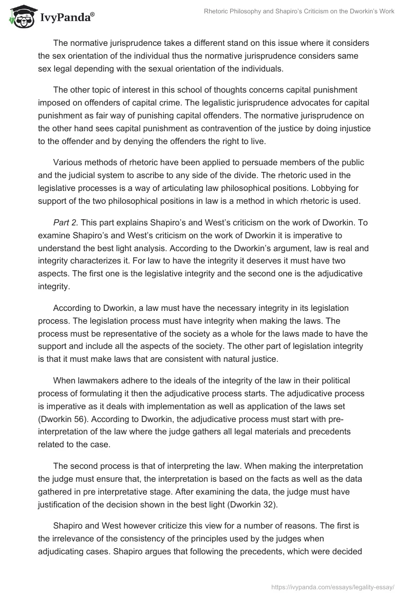 Rhetoric Philosophy and Shapiro’s Criticism on the Dworkin’s Work. Page 4