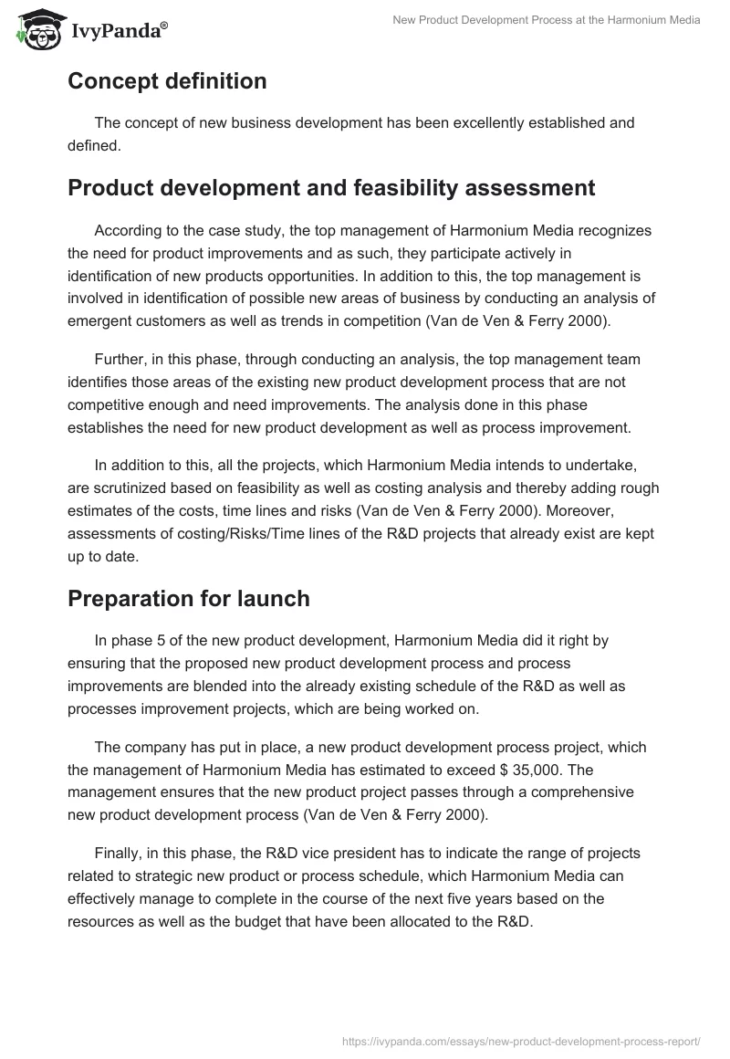 New Product Development Process at the Harmonium Media. Page 3