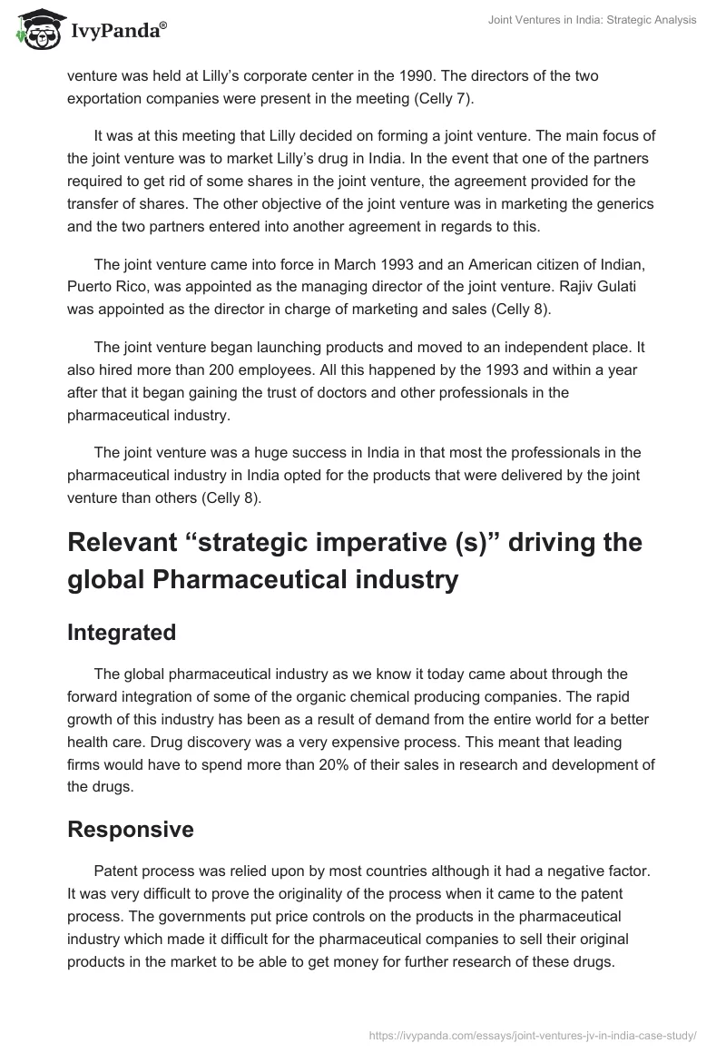 Joint Ventures in India: Strategic Analysis. Page 3