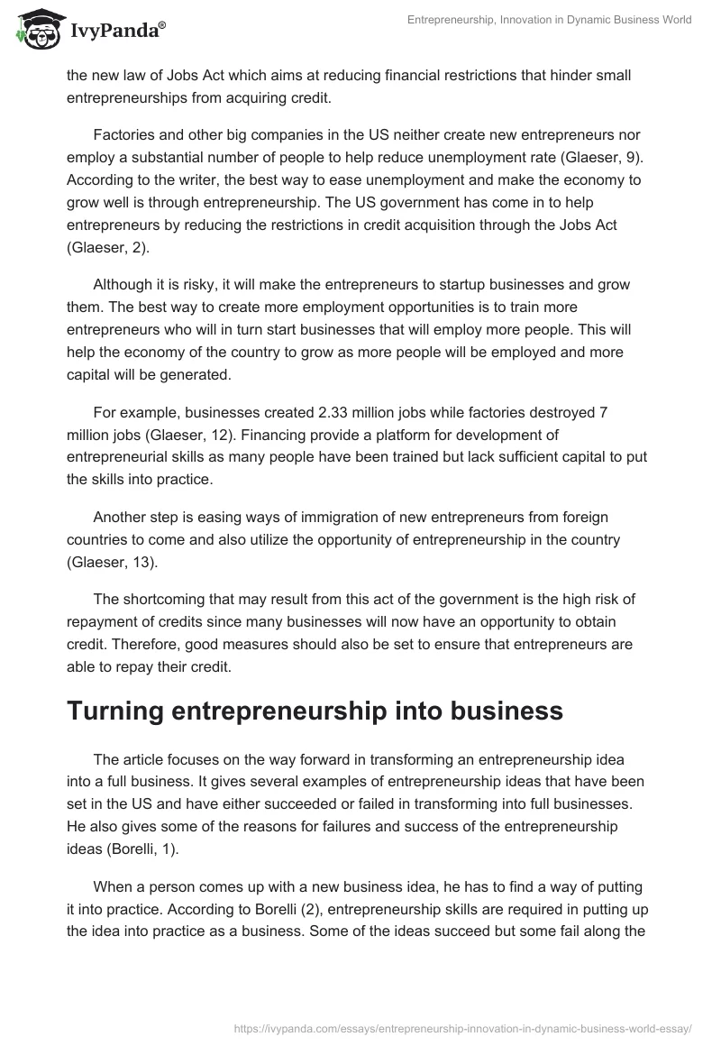 Entrepreneurship, Innovation in Dynamic Business World. Page 3