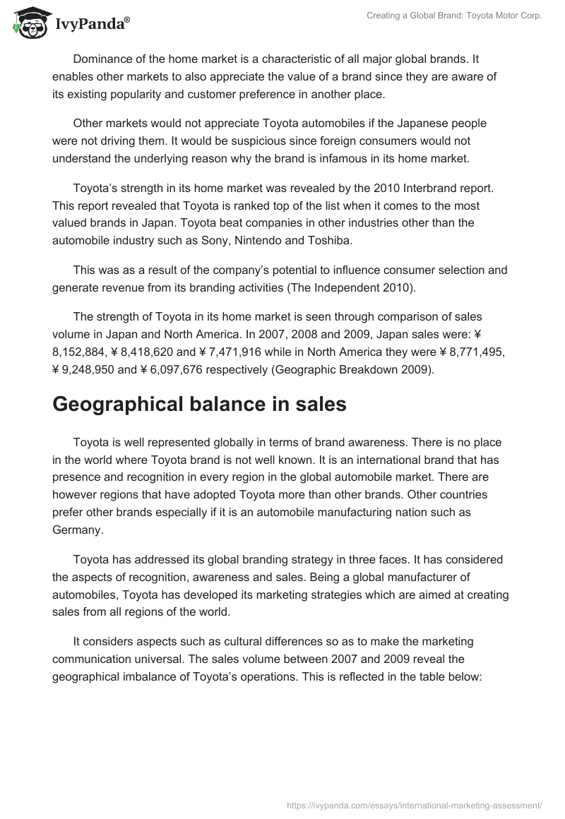 Creating a Global Brand: Toyota Motor Corp.. Page 2