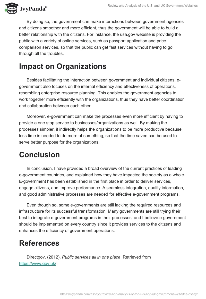 Review and Analysis of the U.S. and UK Government Websites. Page 5