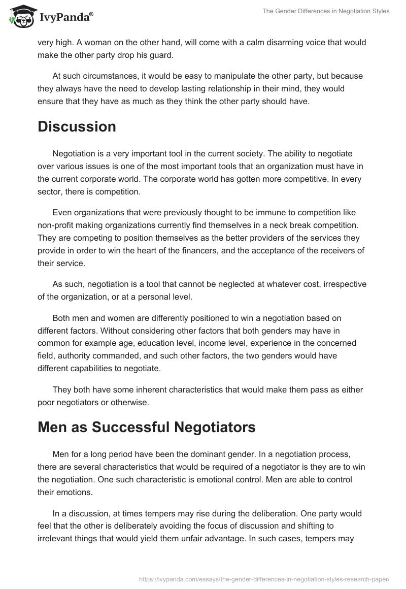 The Gender Differences in Negotiation Styles. Page 5