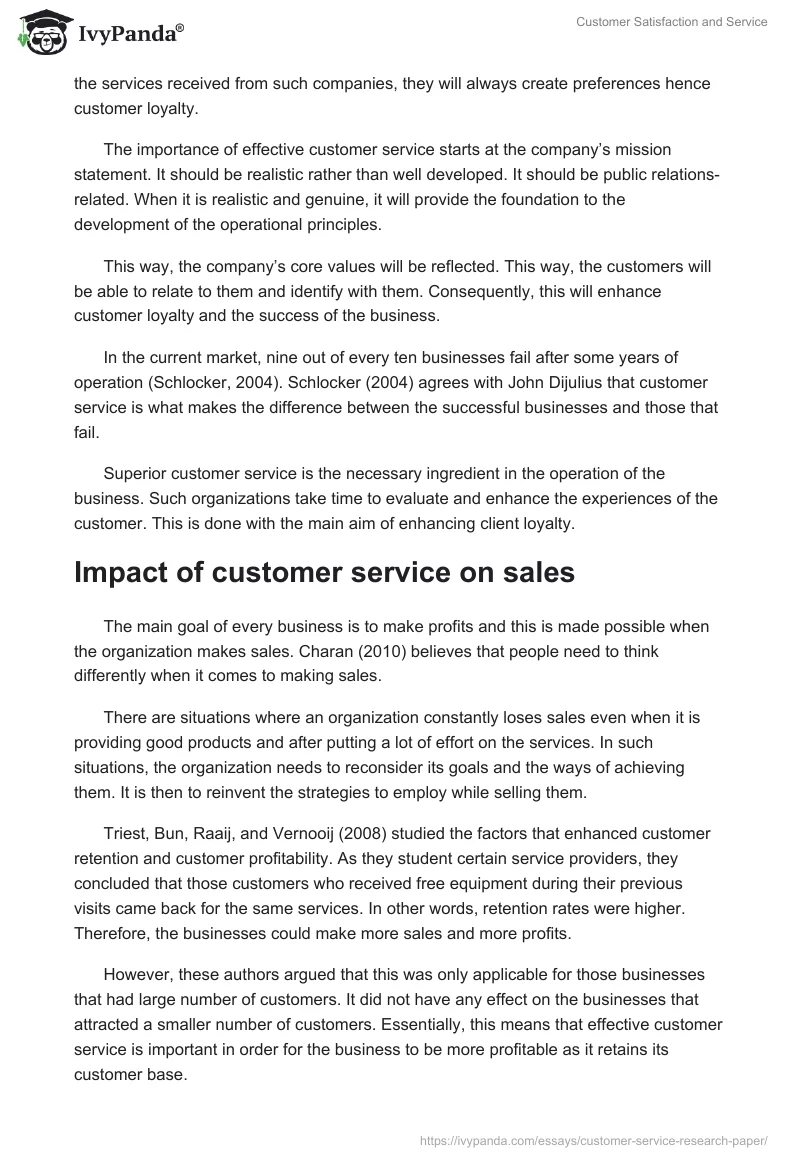 Customer Satisfaction and Service. Page 3