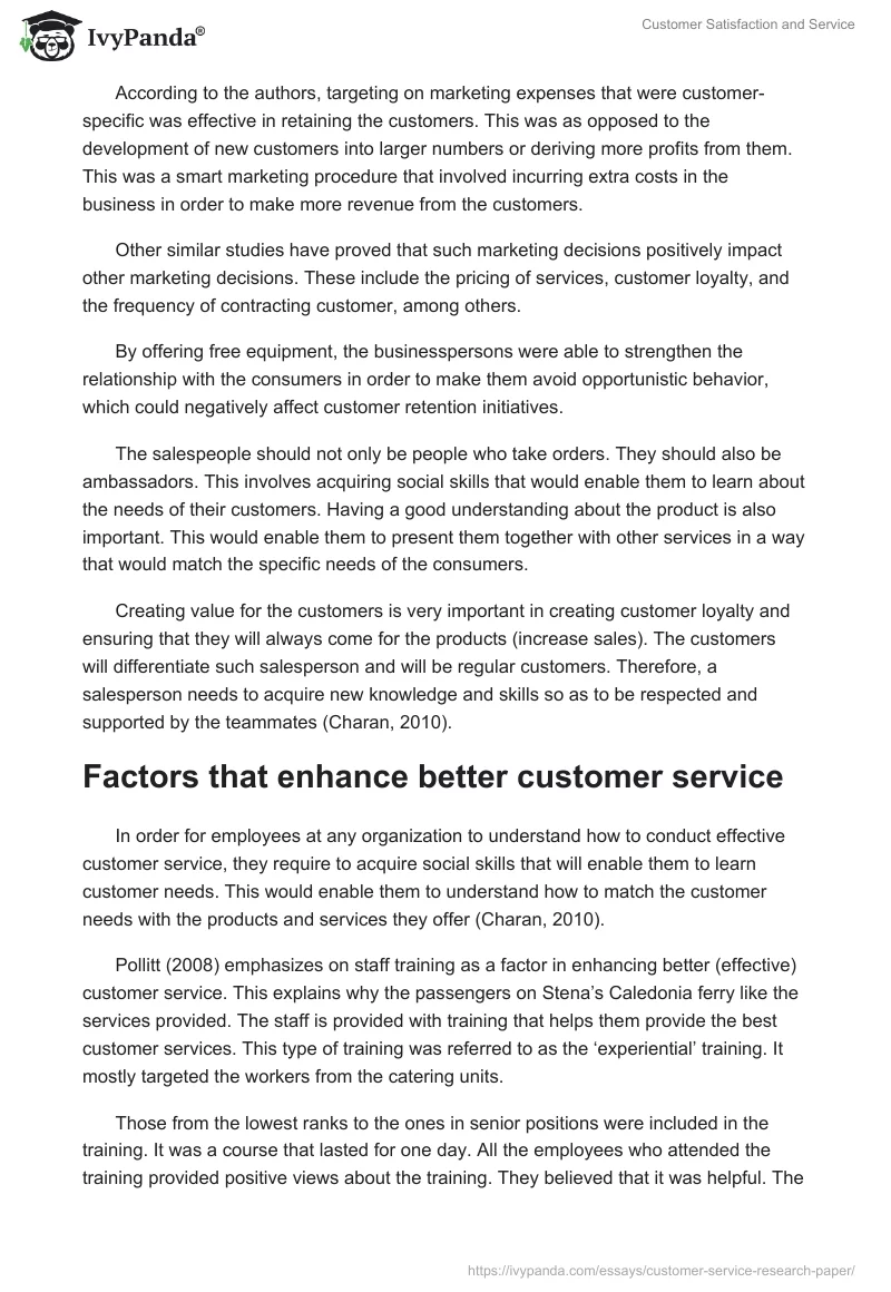 Customer Satisfaction and Service. Page 4