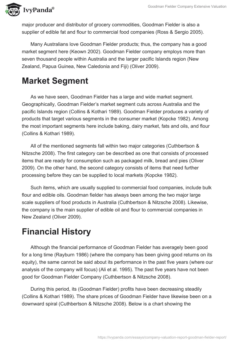 Goodman Fielder Company Extensive Valuation. Page 2