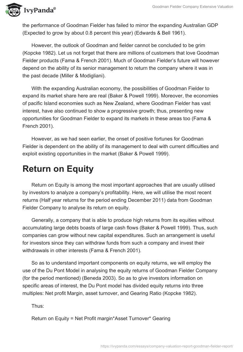 Goodman Fielder Company Extensive Valuation. Page 5