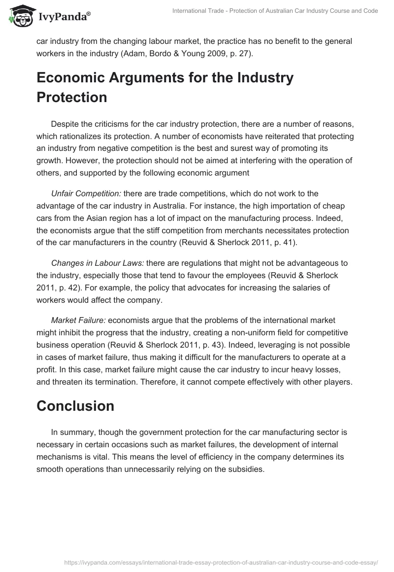 International Trade - Protection of Australian Car Industry Course and Code. Page 4