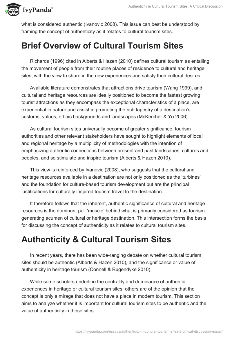 Authenticity in Cultural Tourism Sites: A Critical Discussion. Page 3