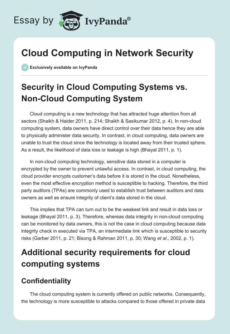 Cloud Computing in Network Security. Page 1