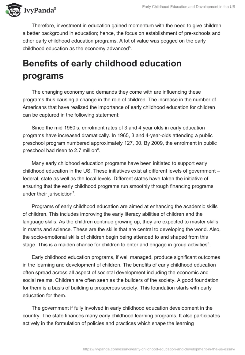 Early Childhood Education and Development in the US. Page 2