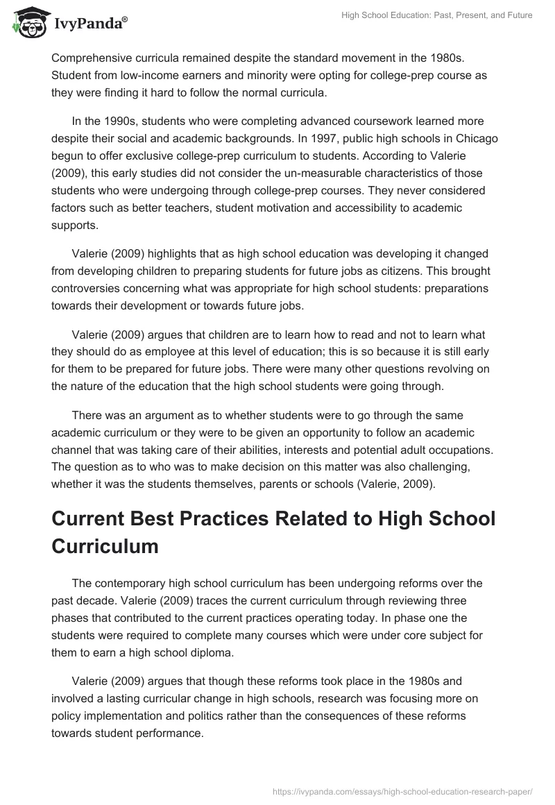 High School Education: Past, Present, and Future. Page 2