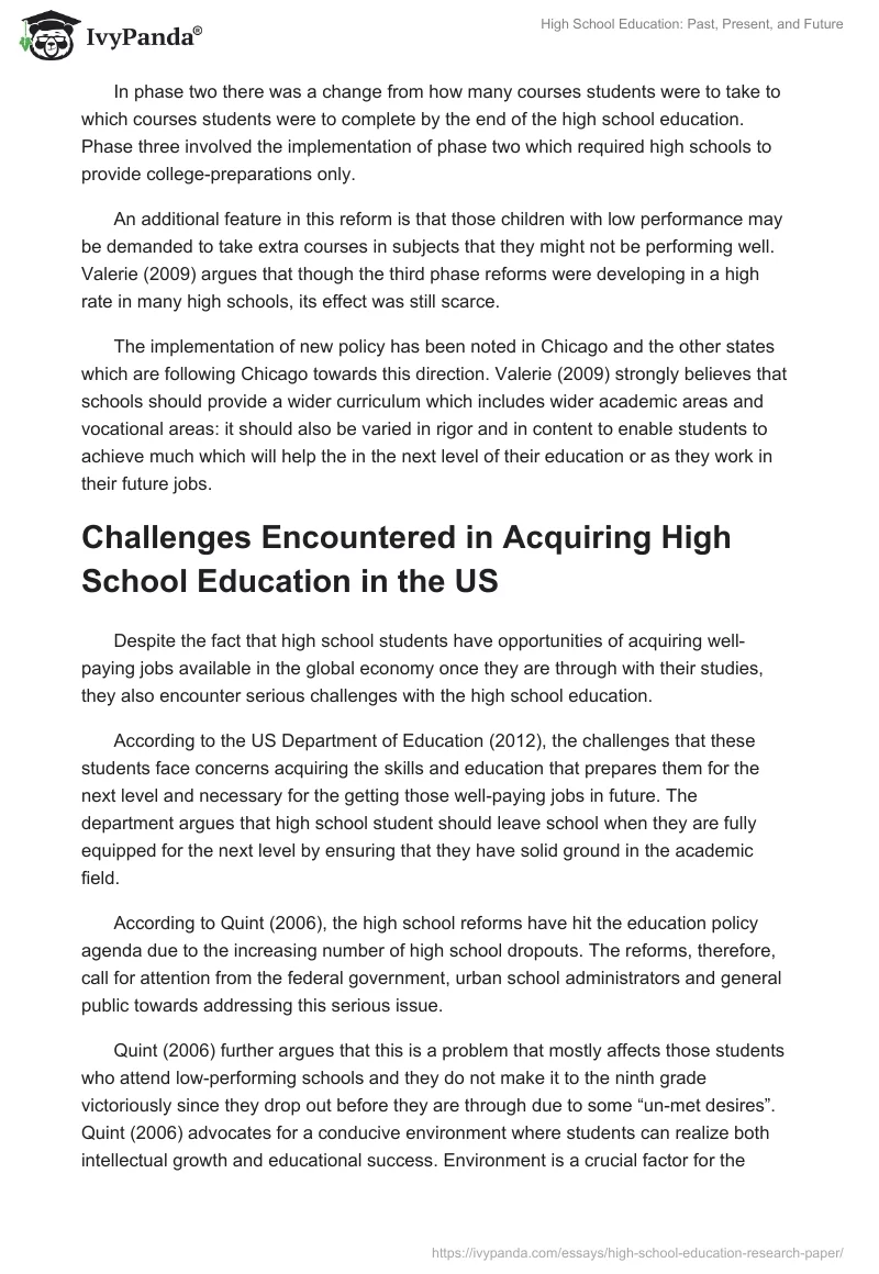 High School Education: Past, Present, and Future. Page 3