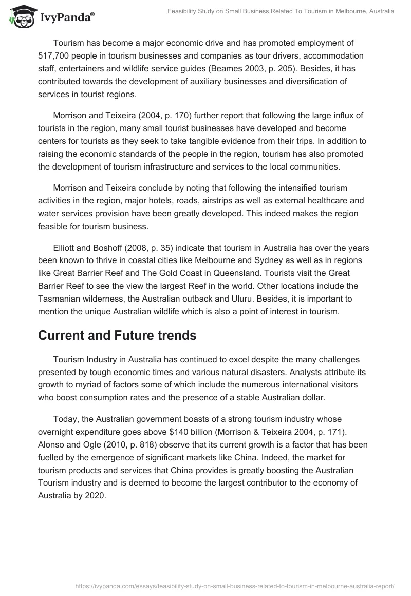 Feasibility Study on Small Business Related To Tourism in Melbourne, Australia. Page 3