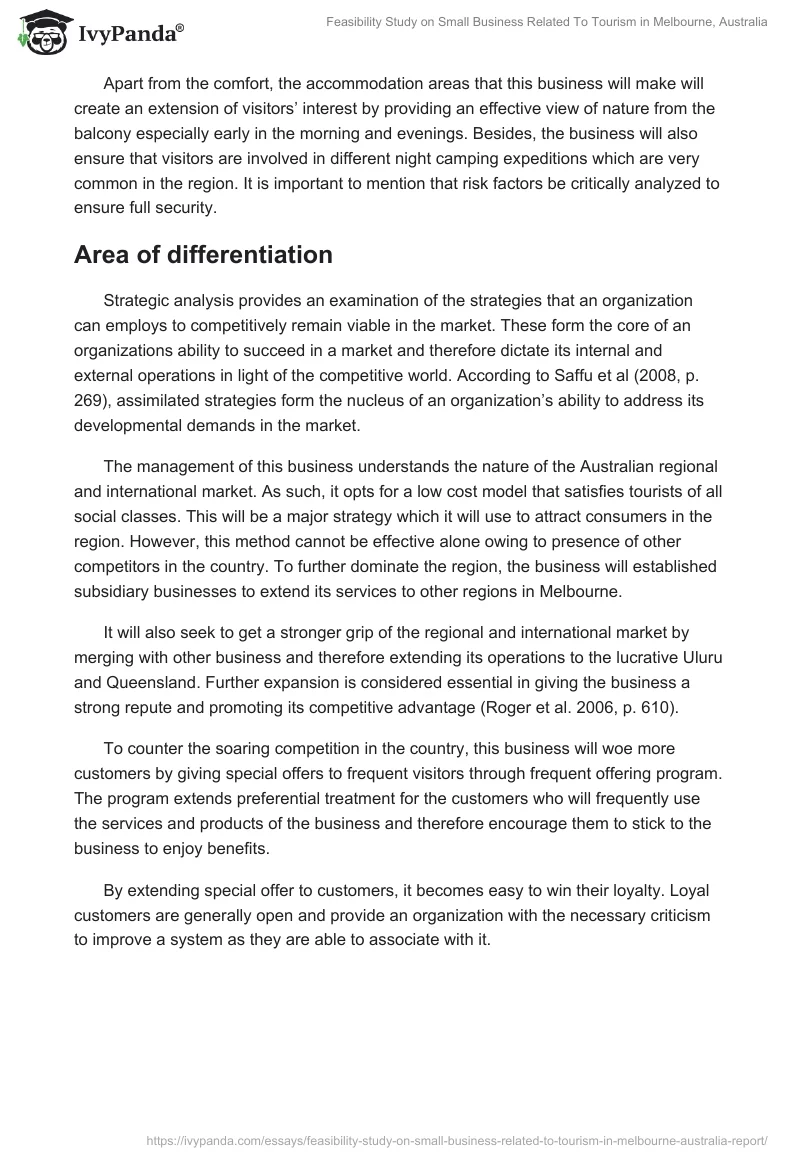 Feasibility Study on Small Business Related To Tourism in Melbourne, Australia. Page 5