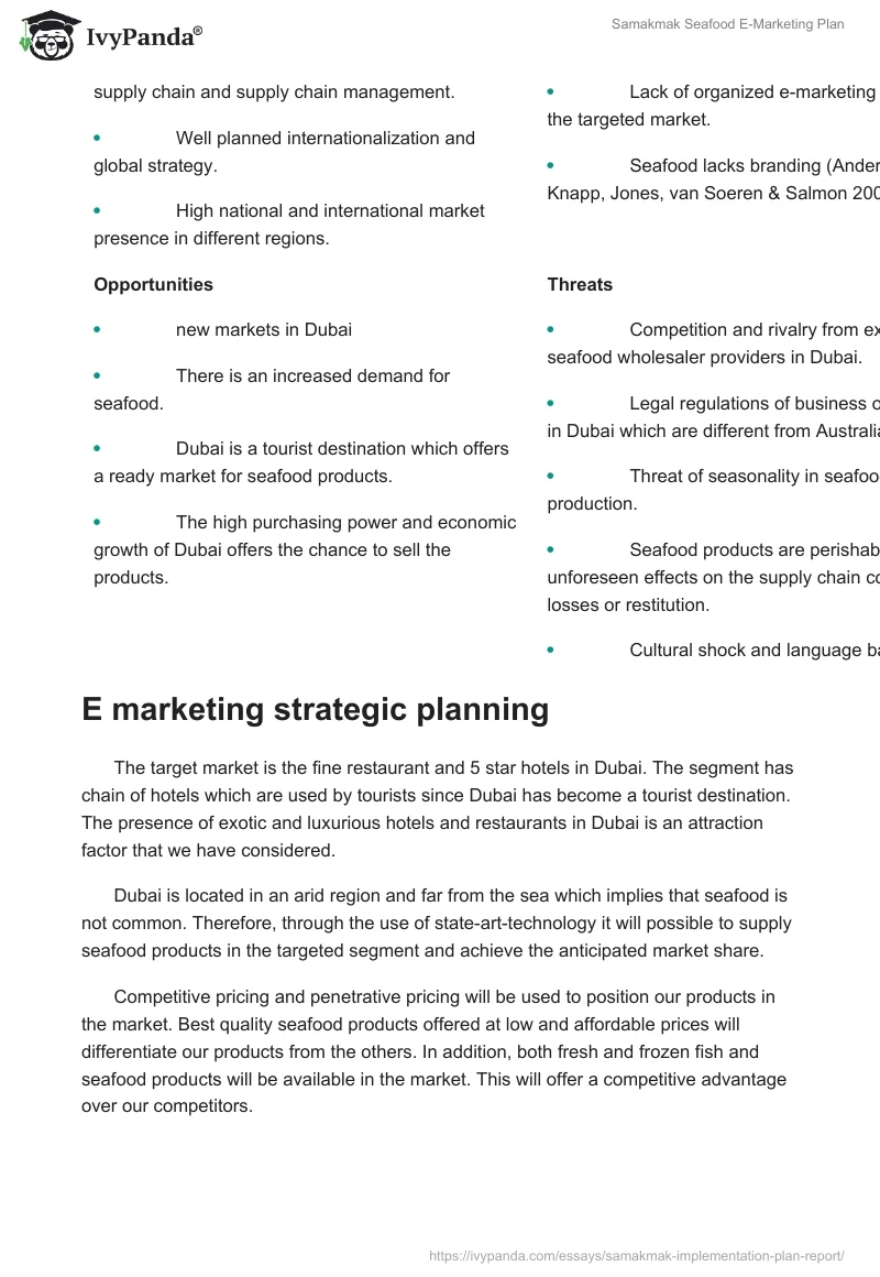 Samakmak Seafood E-Marketing Plan. Page 2